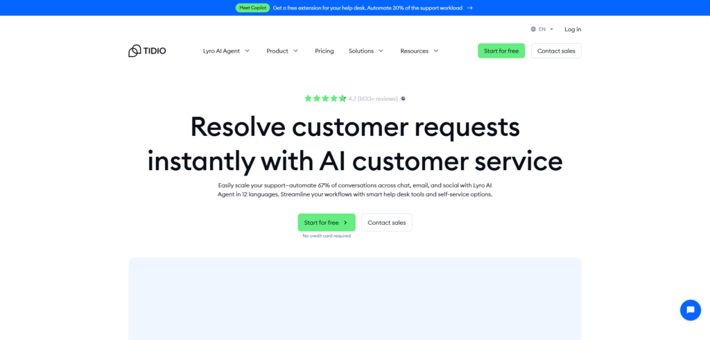Best AI Website Assistant for Small Business tidio